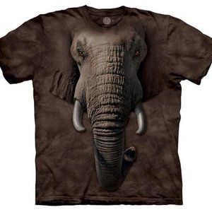 The Mountain African Elephant Tusks Brown Elephants Big Animal Cotton Shirt S-2X